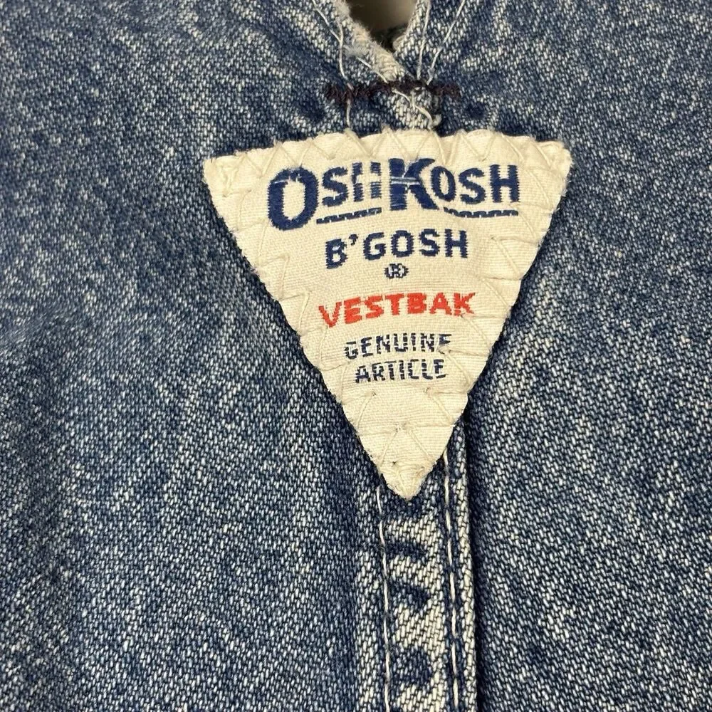 Rare Vtg OshKosh Vestbak Overalls Size 3T USA 80s Denim Paper Tag Great FADE - Picture 6 of 16